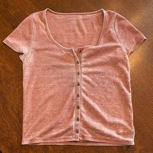 buttons up waffle tee